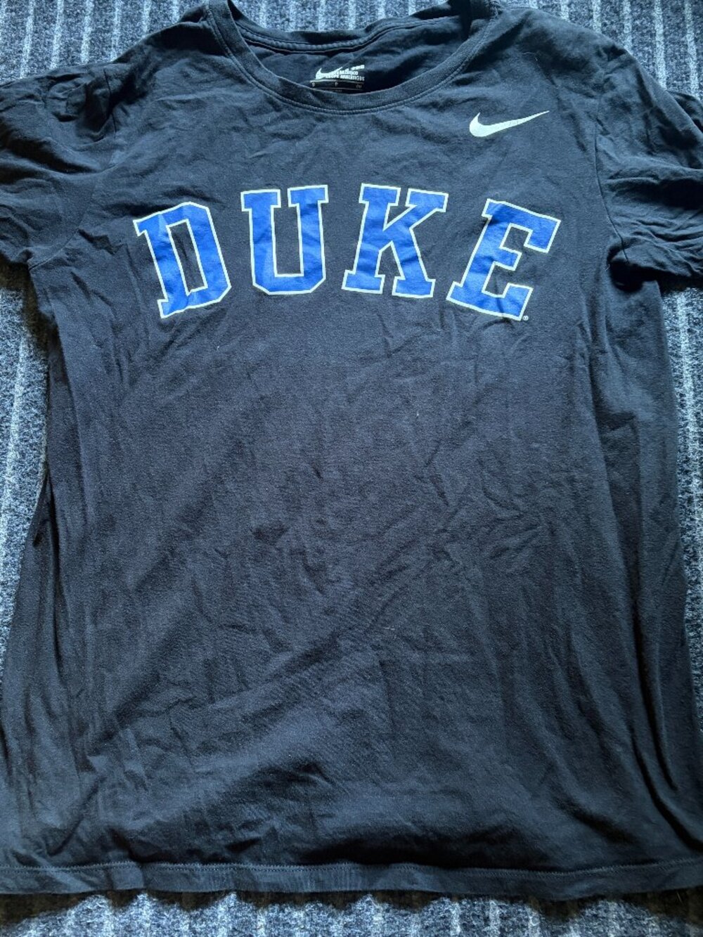 NIke Duke T shirt Size Small Black with Blue 100% cotton